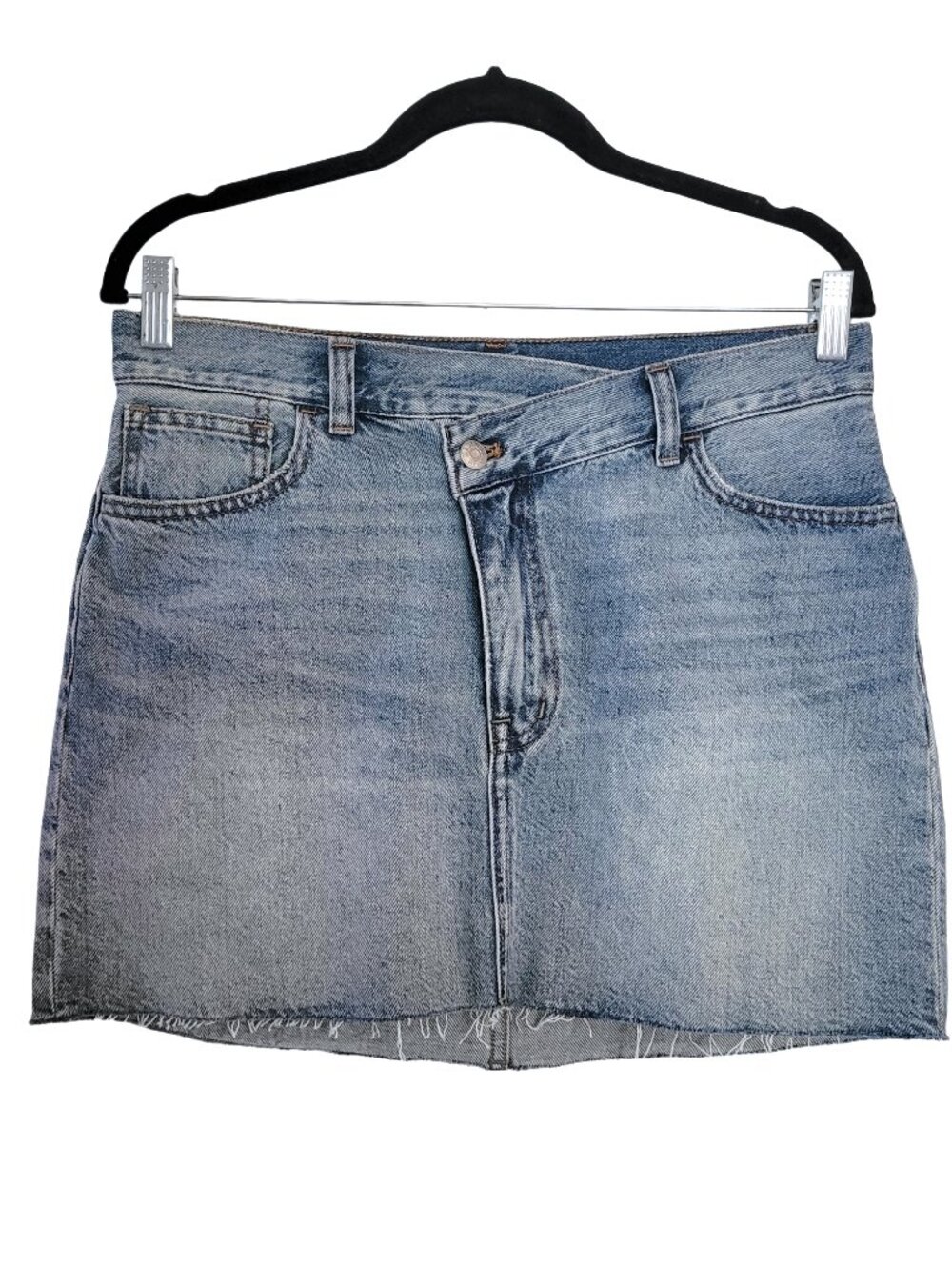 Madewell Crossover Waist Denim Mini Skirt - Picture 3 of 8